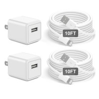 iPhone Charger, [Apple MFi Certified] 2 Pack 10ft iPhone Charger Data Sync Transfer Lightning Cable with Travel USB Wall ChargerBlock Compatible with iPhone13/12/11 Pro/SE/XS/X/XR/8/7/iPad/AirPods