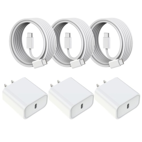 iPhone 17 16 Fast Charger,3Pack 40W 6FT USB C Charging Block iPhone 17 Charger Fast Chargers with Braided USB C to C Cable for iPhone Air/17/17 Pro/17 Pro Max/16 Pro Max/16 Plus/16e/15/15 Pro Max,iPad