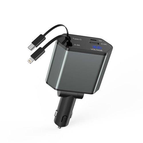 Retractable iPhone Car Charger, 4 in 1 66W Car Charger Fast Charging Block 2Pack Retractable Cable(PD&Lightning) and (USB C&USB A)Car Charging Cigarette Lighter Adapter for iPhone 16/15/14/13/12 Retractable iPhone Car Charger, 4 in 1 66W Car Charger Fast Charging Block 2Pack Retractable Cable(PD&Lightning) and (USB C&USB A)Car Charging Cigarette Lighter Adapter for iPhone 16/15/14/13/12